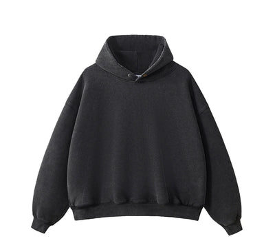 Essential Vintage Wash Button Neck Hoodie