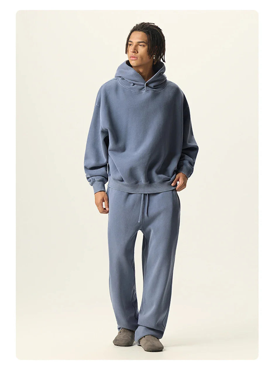 Essential Vintage Wash Button Neck Hoodie