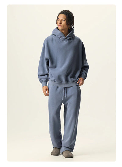 Essential Vintage Wash Button Neck Hoodie