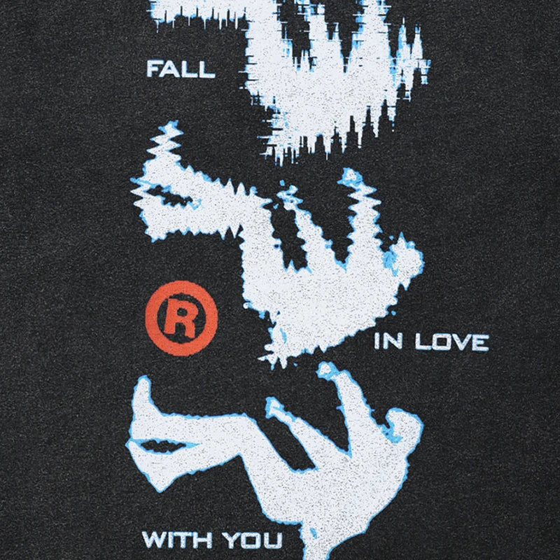 'Fall in Love with You' Acid Washed Graphic T-Shirt