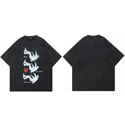 'Fall in Love with You' Acid Washed Graphic T-Shirt