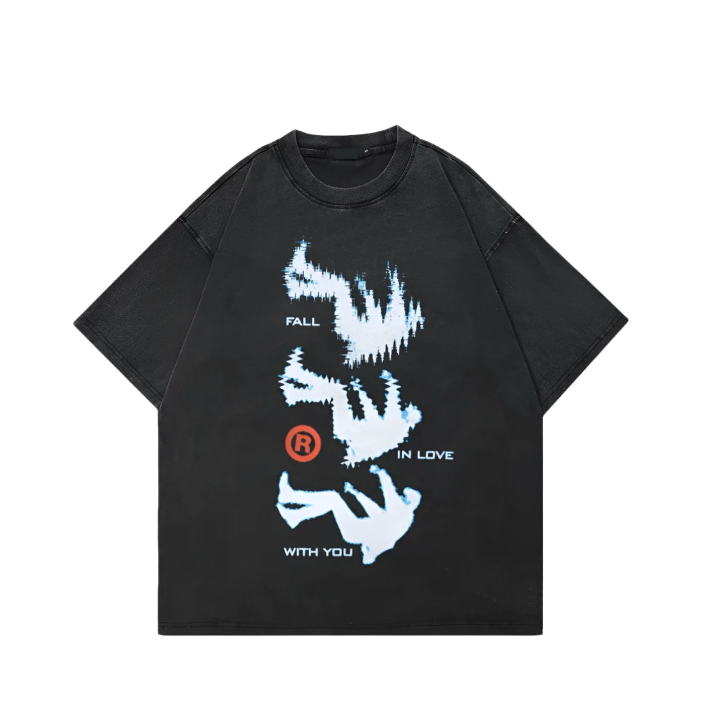 'Fall in Love with You' Acid Washed Graphic T-Shirt