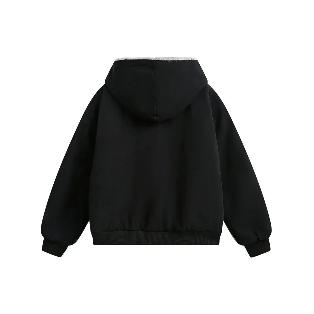 Faux Fur Lined Washed Canvas Hooded Jacket