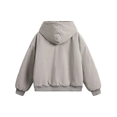 Faux Fur Lined Washed Canvas Hooded Jacket