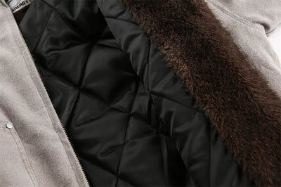 Faux Fur Lined Washed Canvas Hooded Jacket