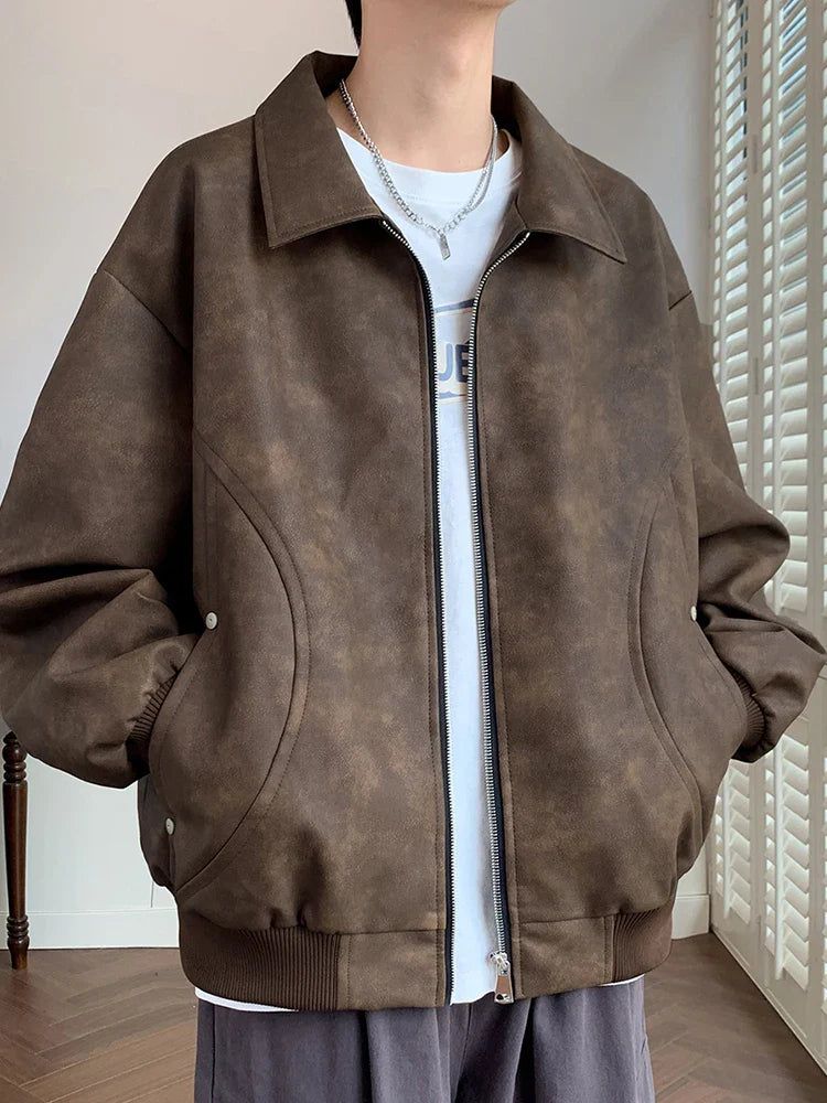 Faux Leather Aviator Jacket