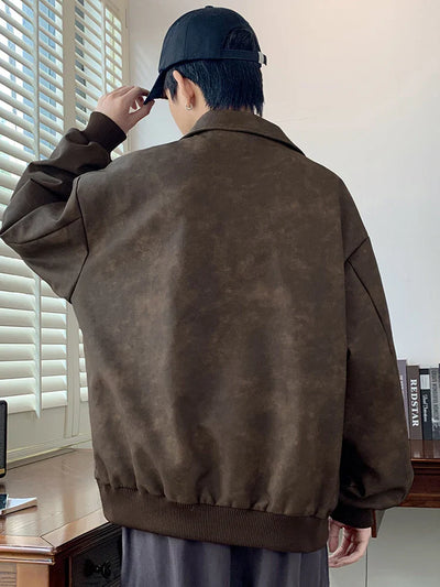 Faux Leather Aviator Jacket