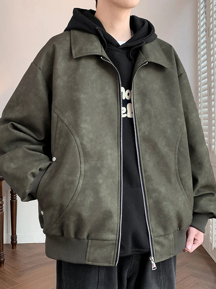 Faux Leather Aviator Jacket