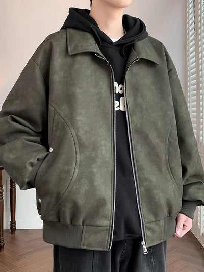 Faux Leather Aviator Jacket