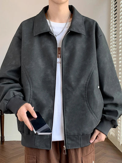 Faux Leather Aviator Jacket
