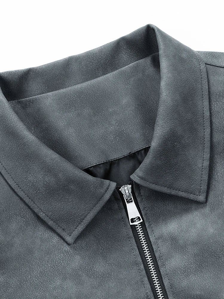 Faux Leather Aviator Jacket