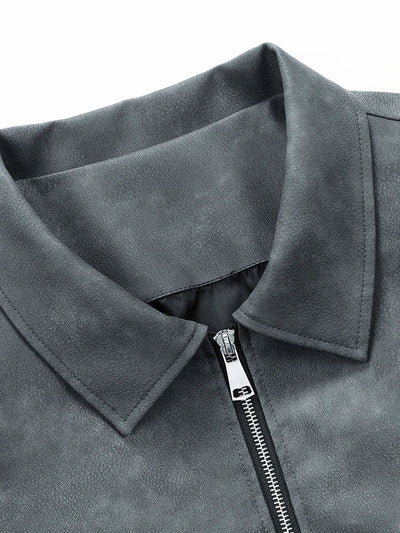 Faux Leather Aviator Jacket