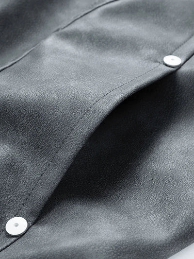 Faux Leather Aviator Jacket
