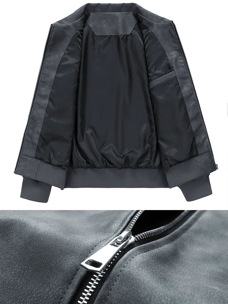 Faux Leather Aviator Jacket