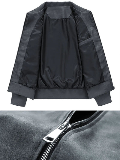 Faux Leather Aviator Jacket