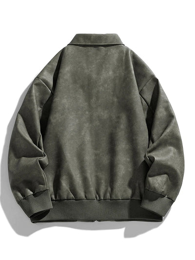 Faux Leather Aviator Jacket