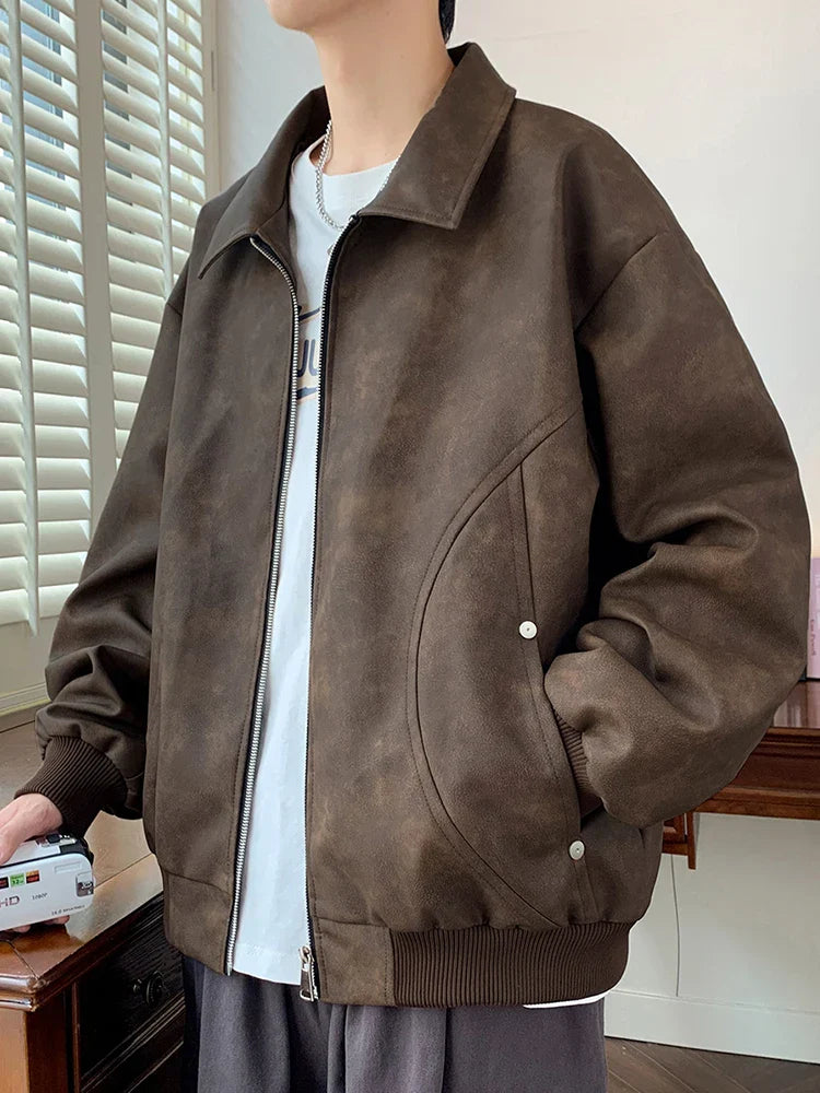 Faux Leather Aviator Jacket