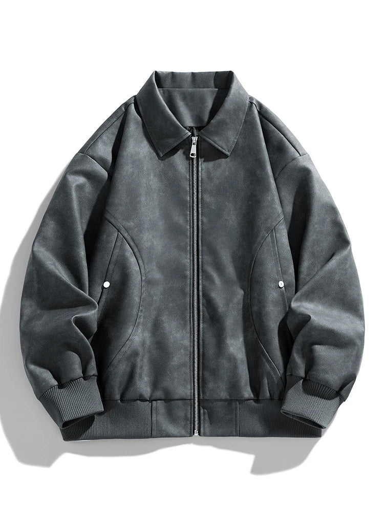 Faux Leather Aviator Jacket