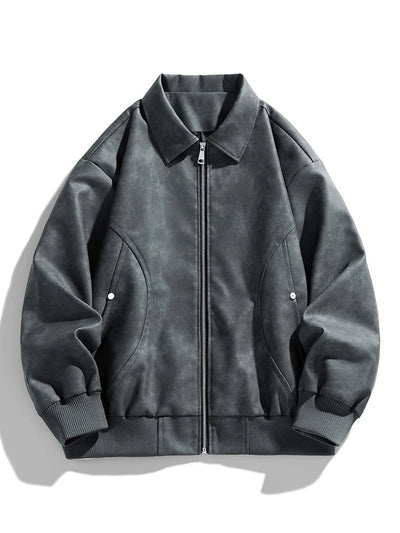 Faux Leather Aviator Jacket