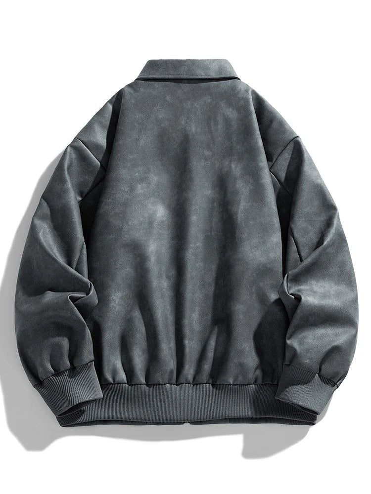 Faux Leather Aviator Jacket