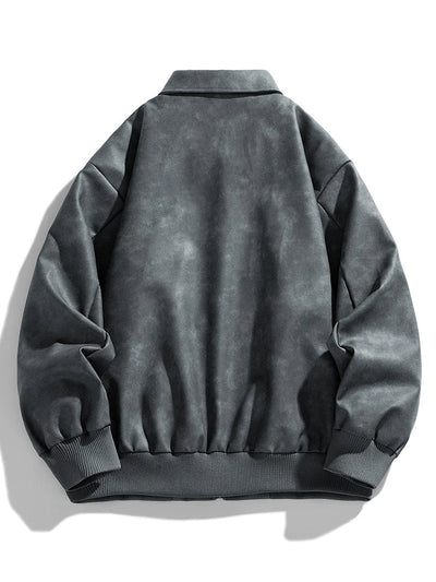 Faux Leather Aviator Jacket