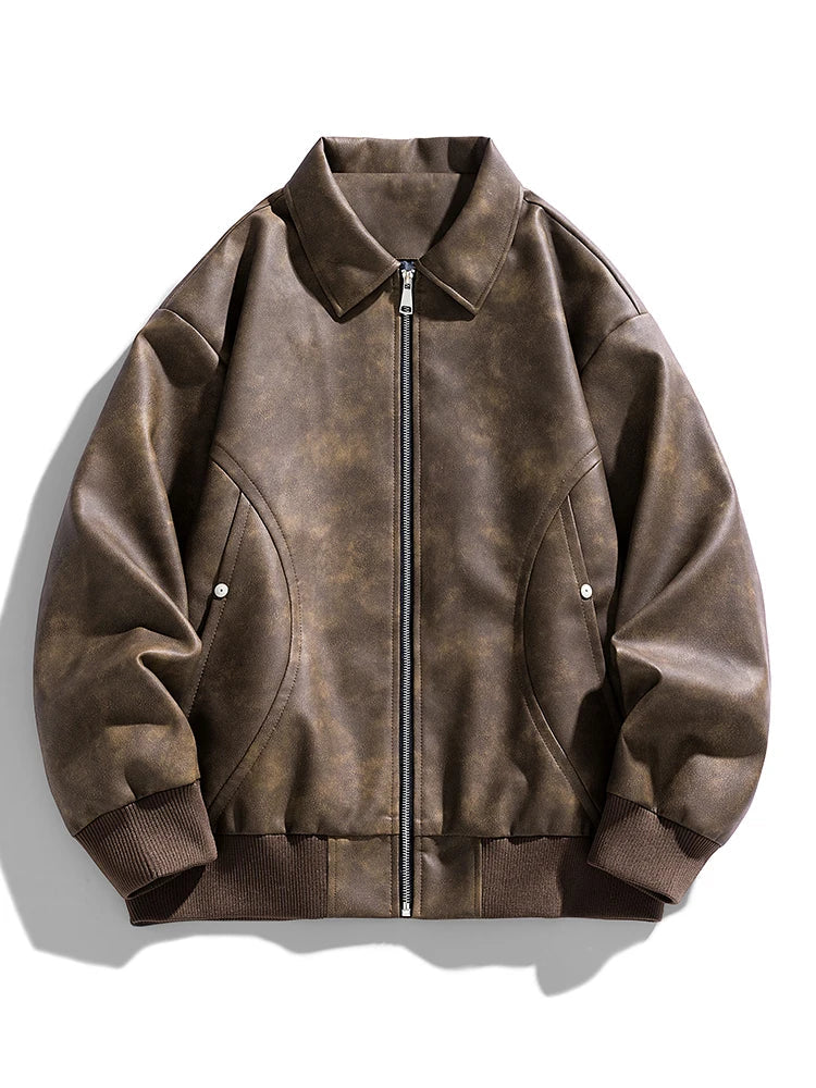 Faux Leather Aviator Jacket