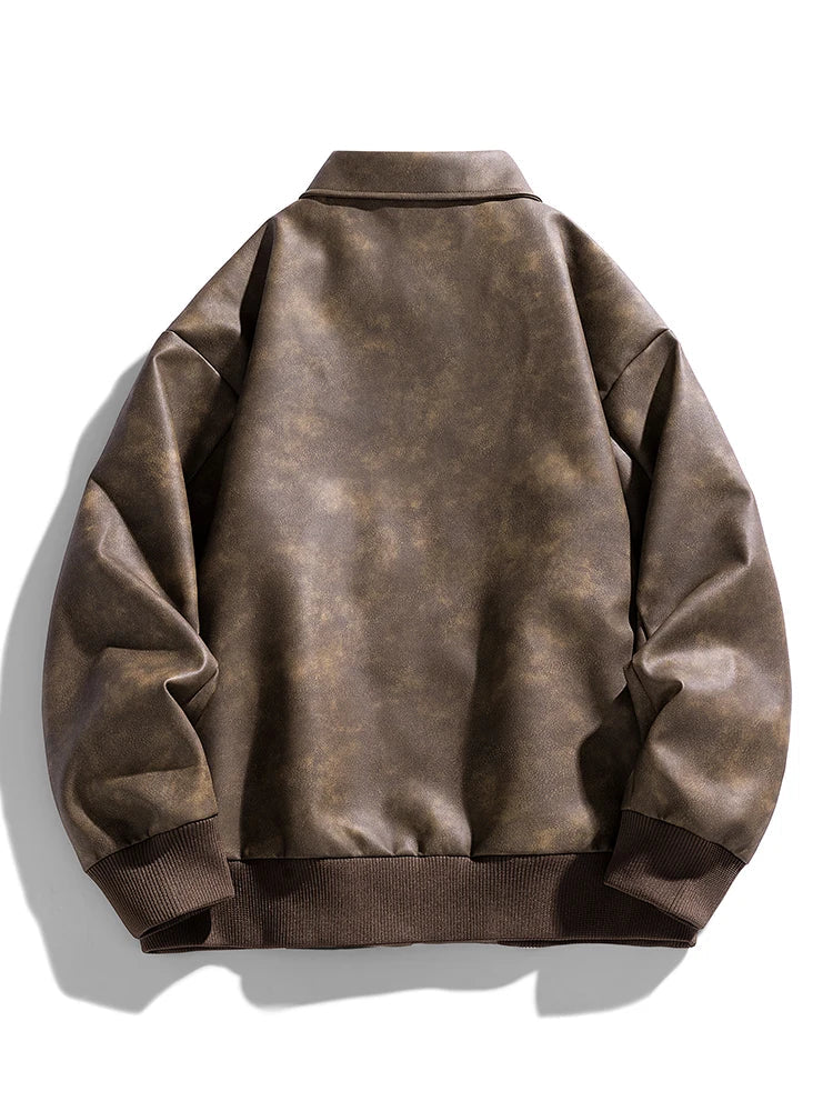 Faux Leather Aviator Jacket