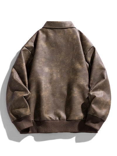 Faux Leather Aviator Jacket