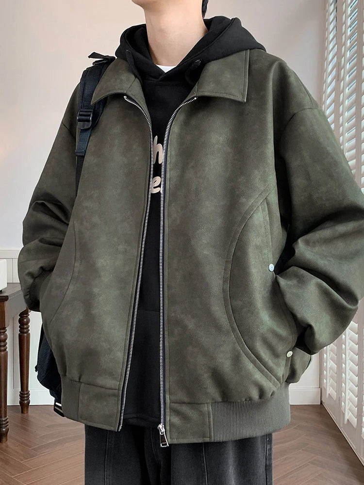 Faux Leather Aviator Jacket