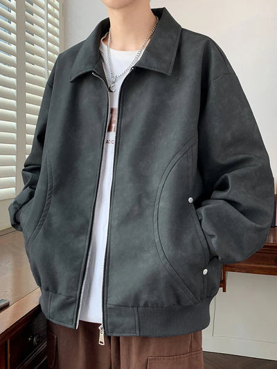 Faux Leather Aviator Jacket