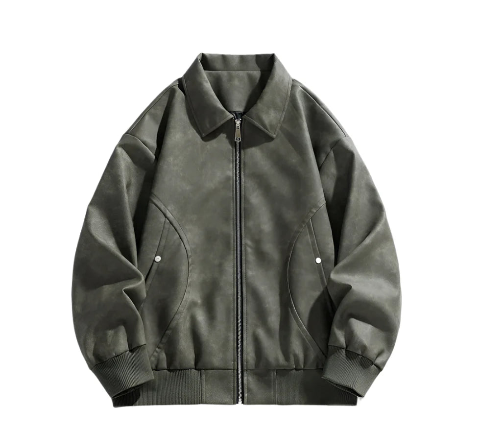 Faux Leather Aviator Jacket