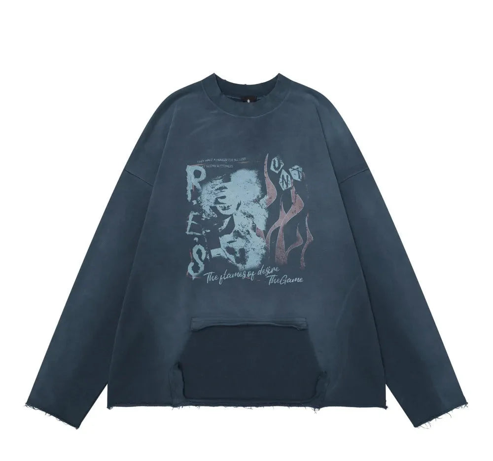 'Flames of Desire' Deconstructed Sweatshirt
