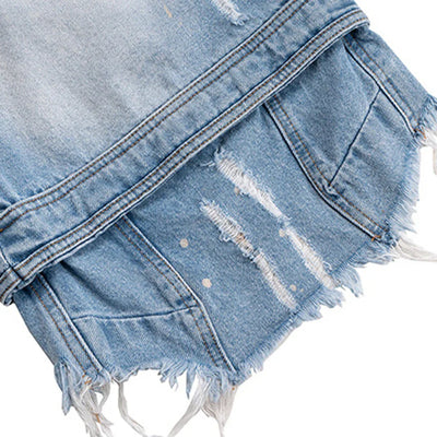 Frayed Layered Denim Jorts