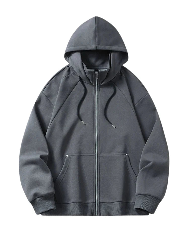 Funnel Neck Zip-Up Hoodie