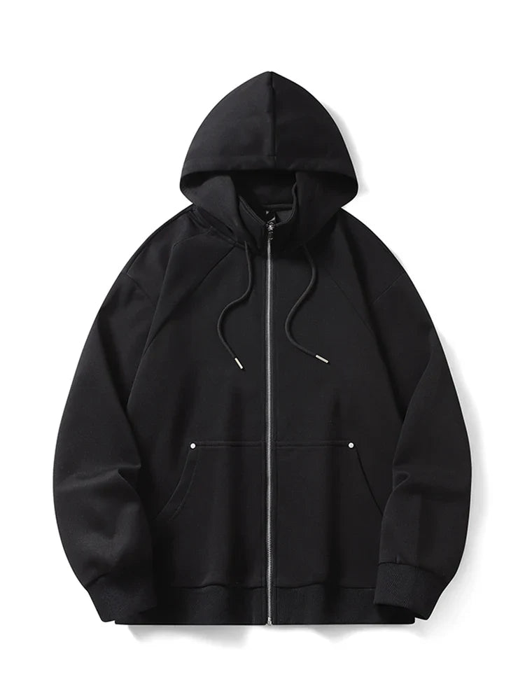 Funnel Neck Zip-Up Hoodie