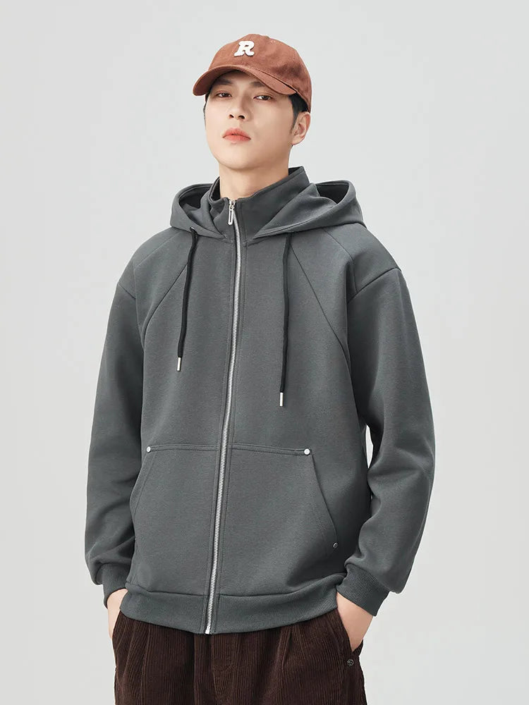 Funnel Neck Zip-Up Hoodie