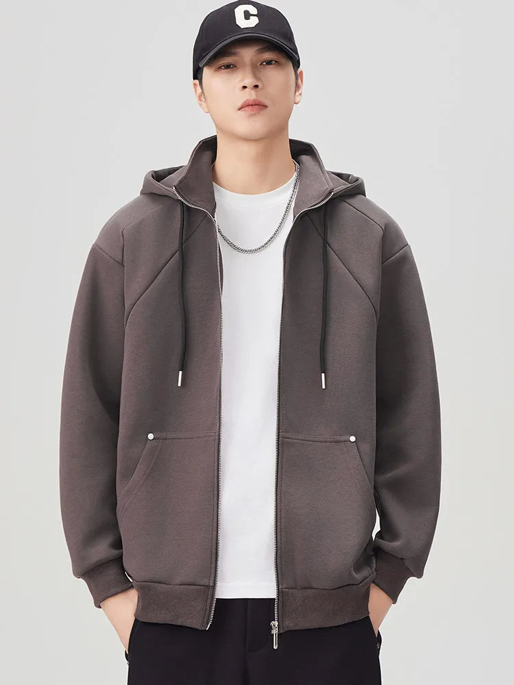Funnel Neck Zip-Up Hoodie