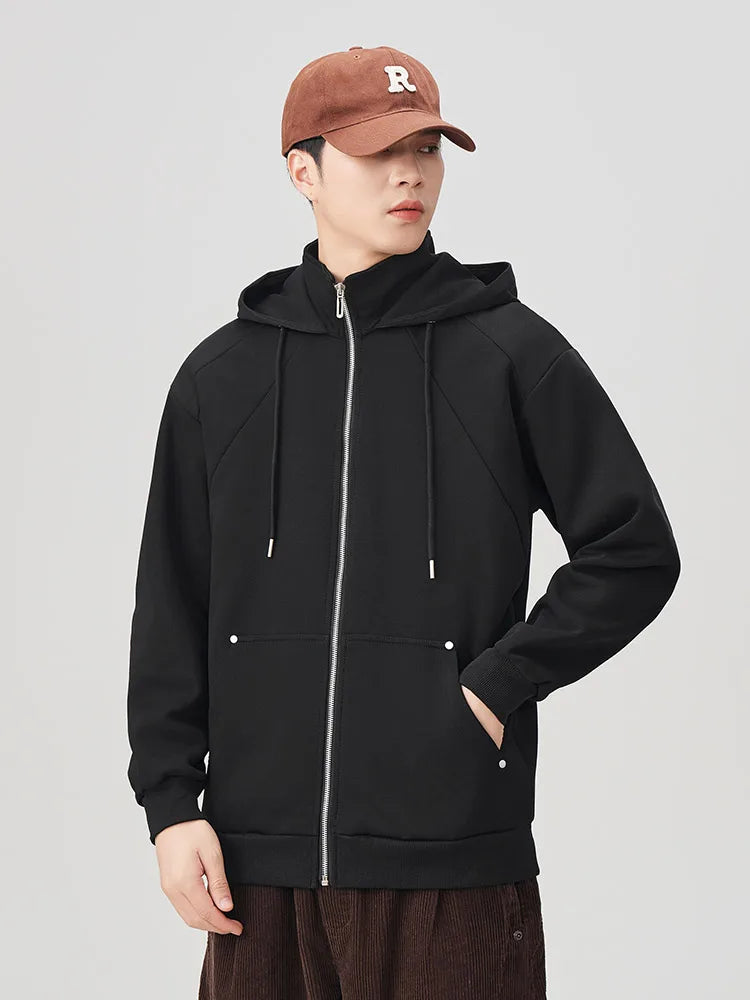 Funnel Neck Zip-Up Hoodie