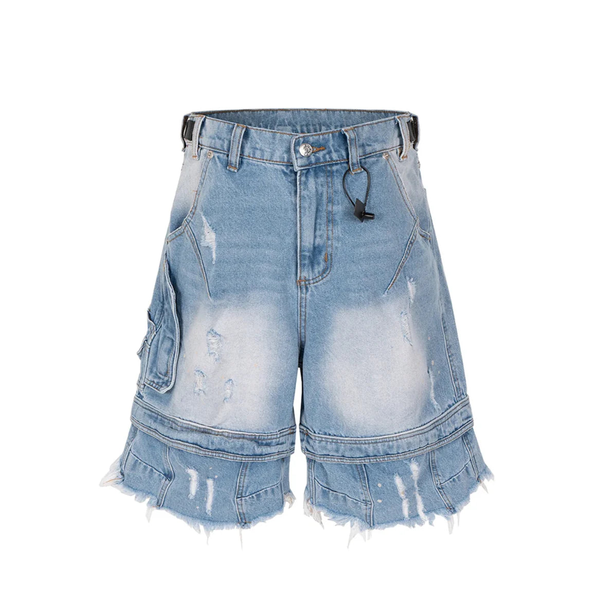 Frayed Layered Denim Jorts
