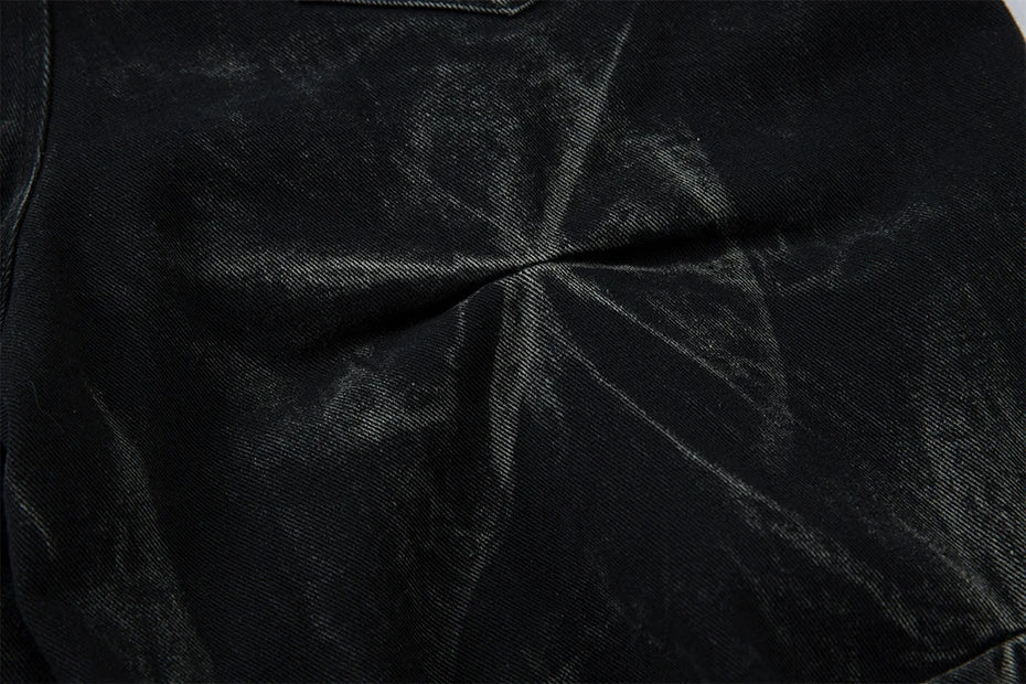 Geometric Crinkle Wide-Leg Jeans