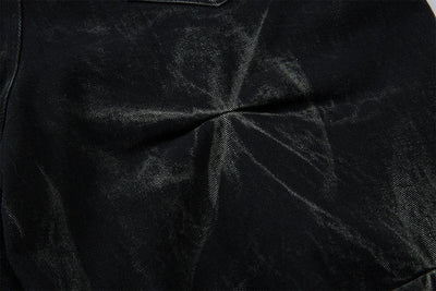 Geometric Crinkle Wide-Leg Jeans