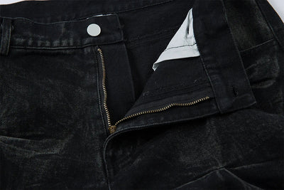 Geometric Crinkle Wide-Leg Jeans
