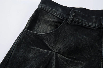 Geometric Crinkle Wide-Leg Jeans