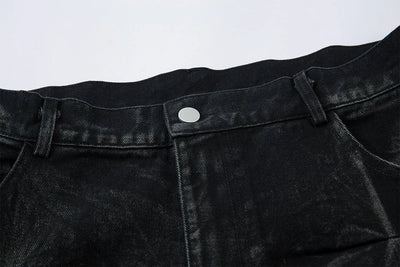 Geometric Crinkle Wide-Leg Jeans