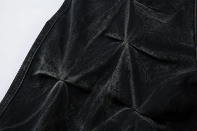Geometric Crinkle Wide-Leg Jeans