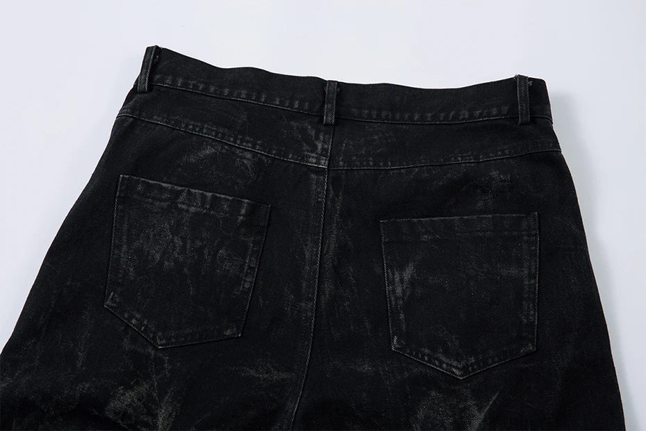 Geometric Crinkle Wide-Leg Jeans