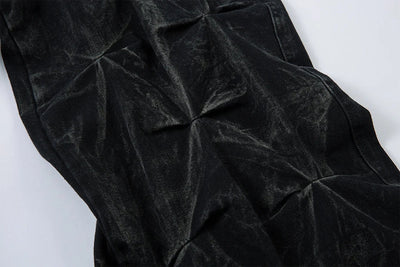 Geometric Crinkle Wide-Leg Jeans