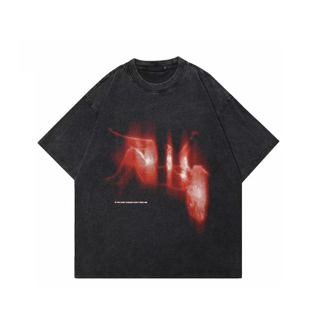'If i'm Lost Please Don't Find Me' Acid Washed Graphic T-Shirt