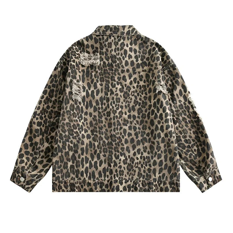 Leopard Print Distressed Western Jacket