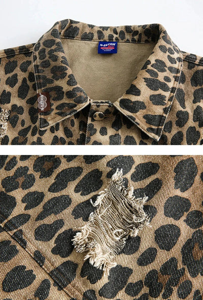 Leopard Print Distressed Western Jacket